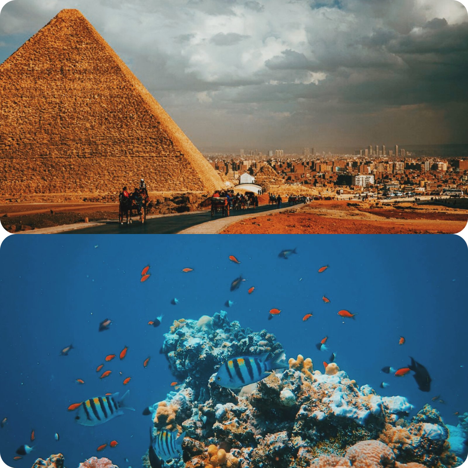 pyramids and sea