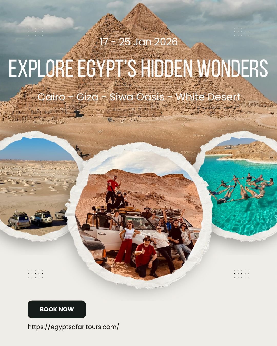 Egypt Tour 9 Days – Pyramids, Siwa & White Desert Jan 2026